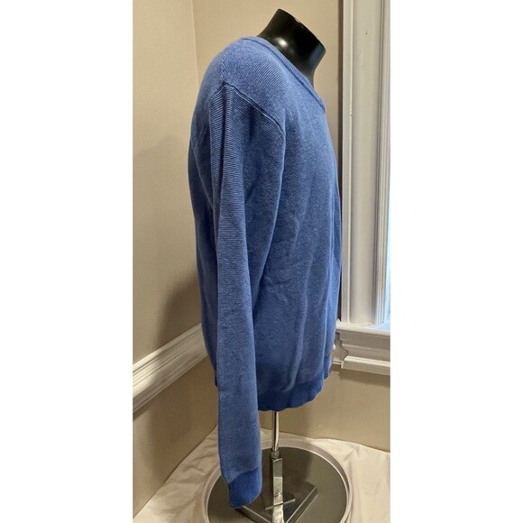 TALBOTS MENS VTG BLUE COTTON V-NECK LONG SLEEVE SWEATER MED Coastal Preppy - Picture 6 of 13